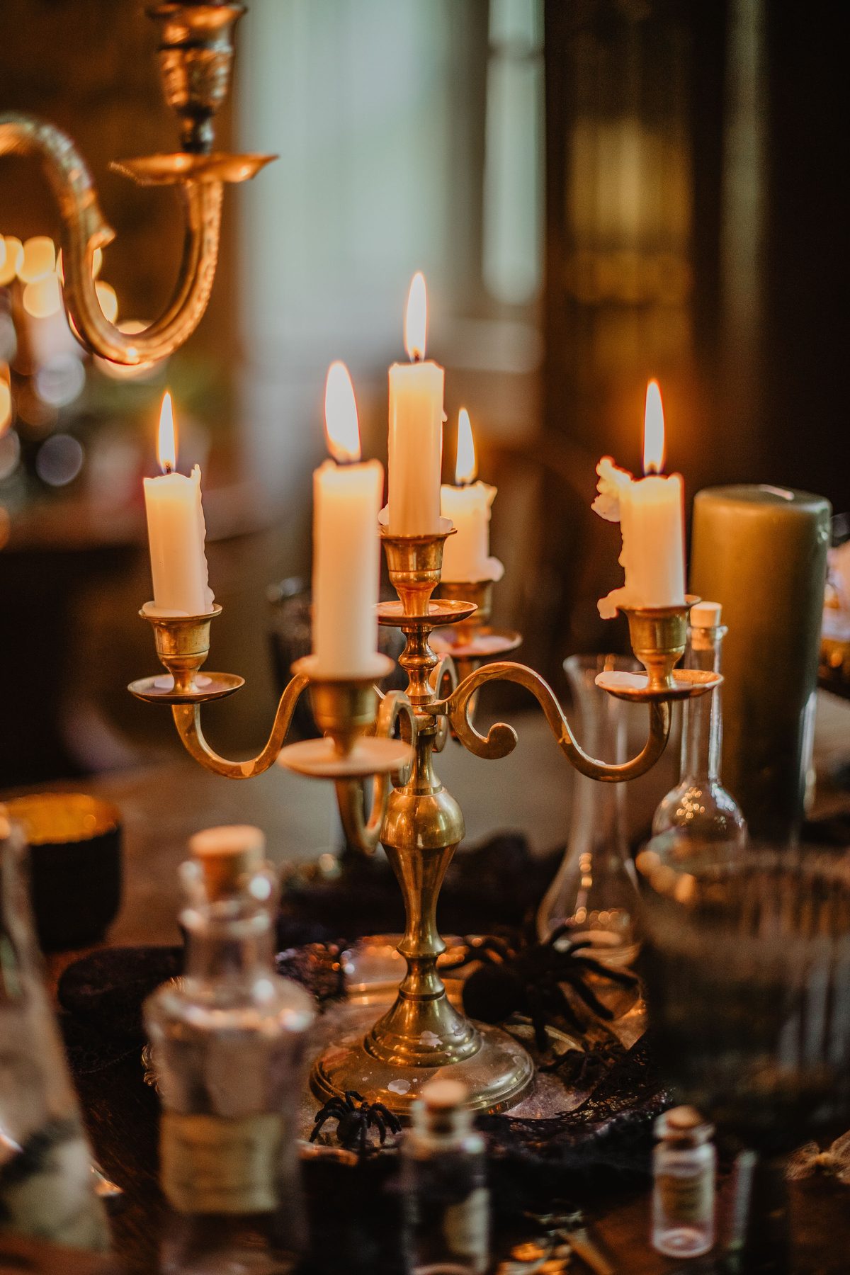 Candlelit historic interior at Padure Manor